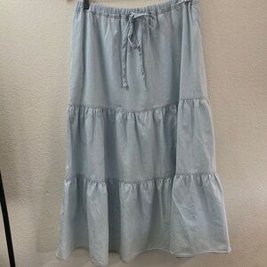 Velvet Graham& Spencer Blue Tiered Maxi Skirt western coastal cowgirl cottage